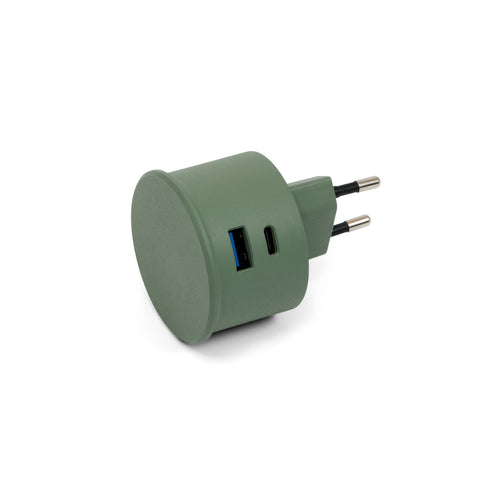 Napájecí adapter Power Adapter 1x USB-C, 1x USB-A - Mossy Green