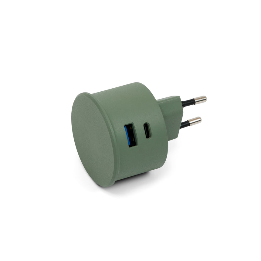Napájecí adapter Power Adapter 1x USB-C, 1x USB-A - Mossy Green