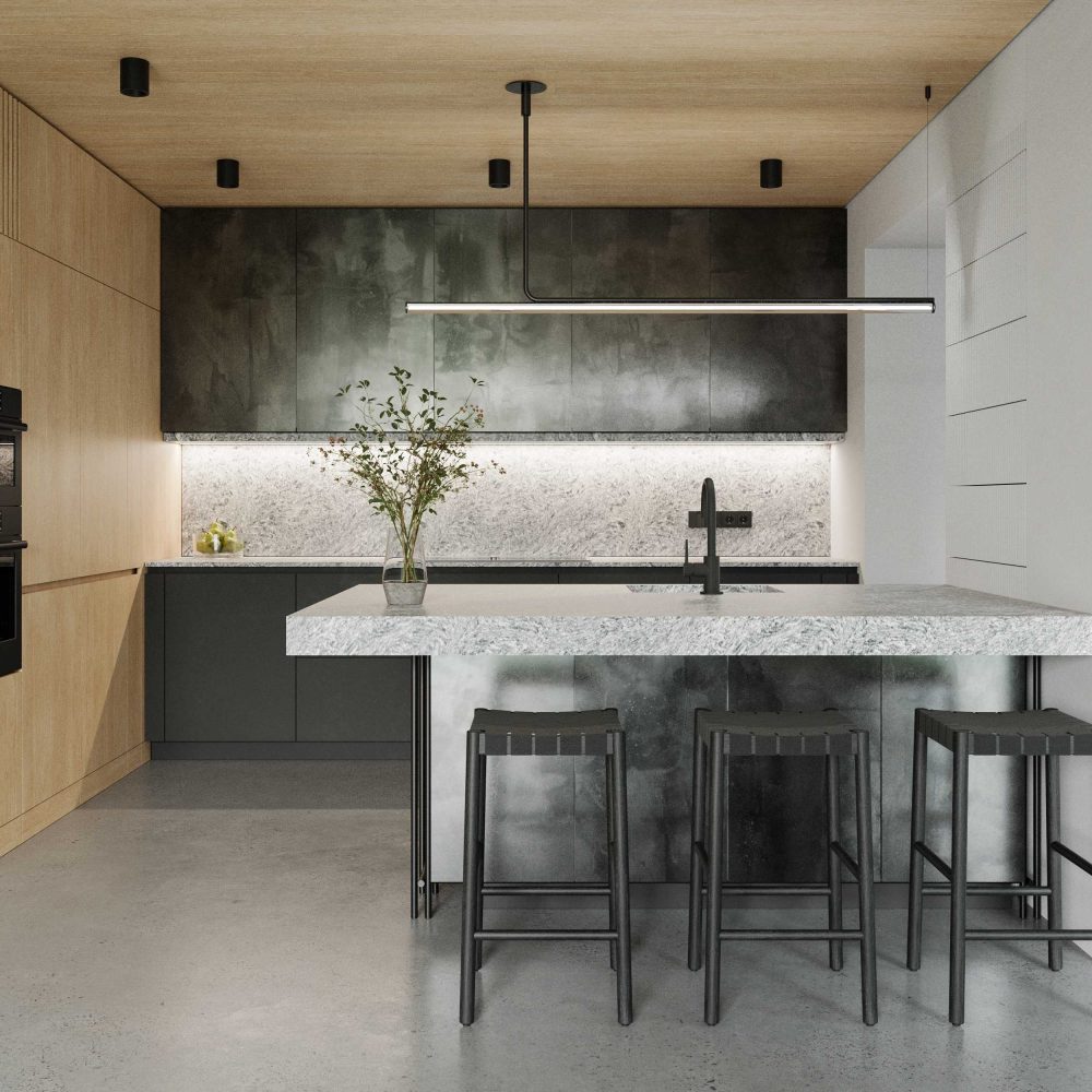 industriální minimalismus rodinného domu Inspirace pro moderní kuchyně