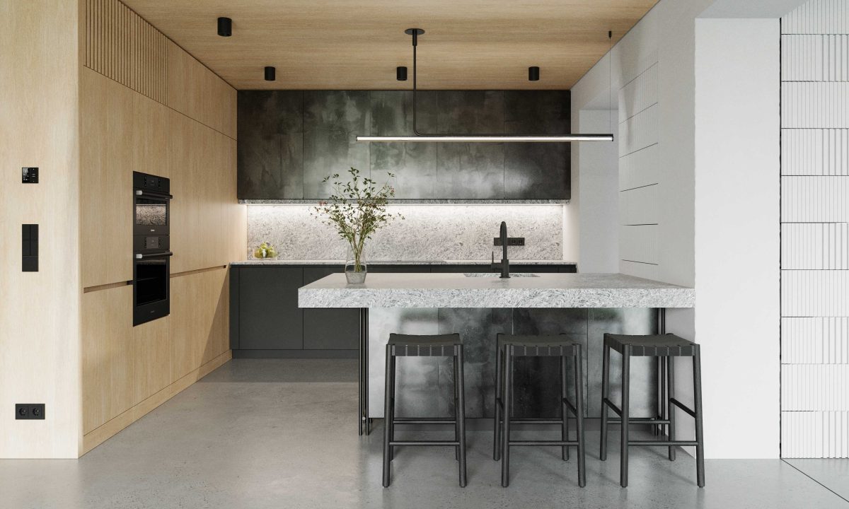 industriální minimalismus rodinného domu Inspirace pro moderní kuchyně
